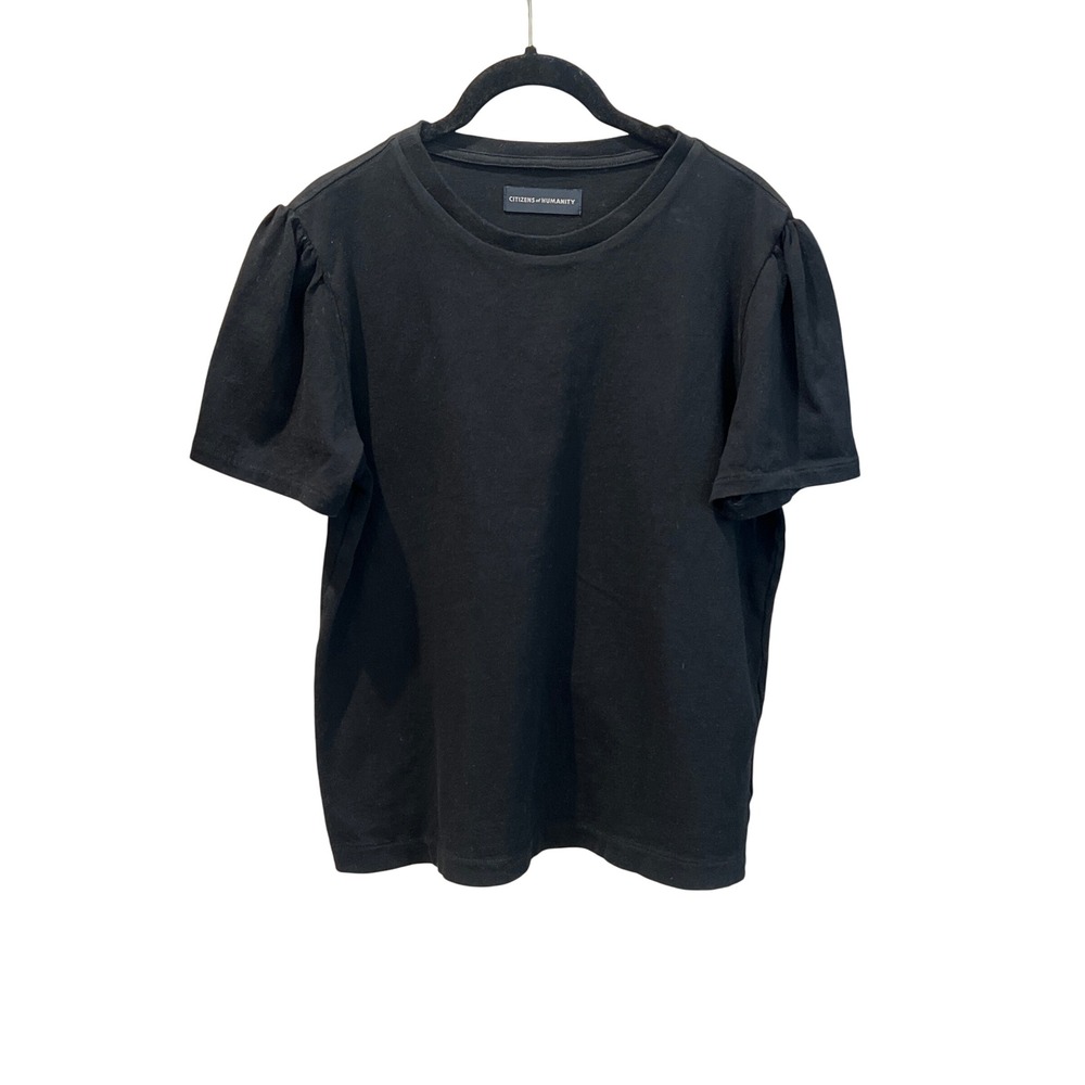 Citizens of Humanity Black Puff Sleeve Crew‎ Neck T Shirt Size L - Picture 3 of 6